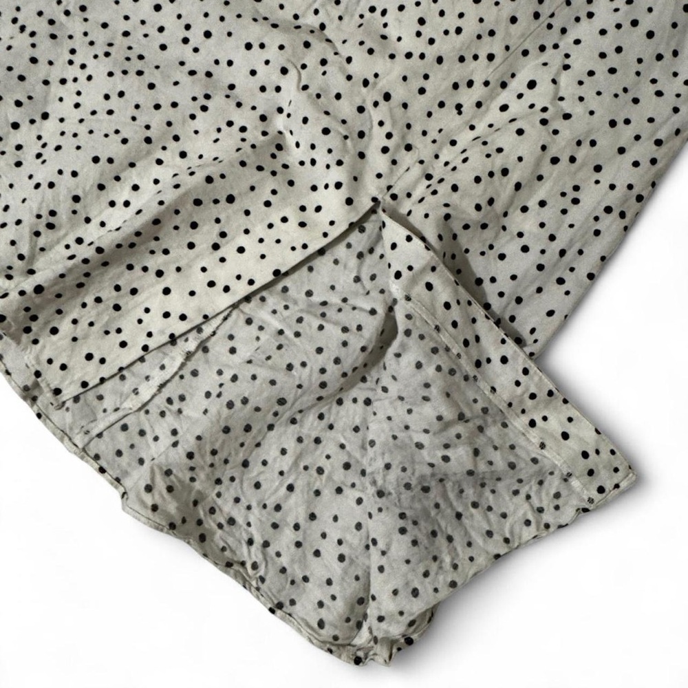 LOFT Linen Blend Side Split Polka Dot Midi Skirt Size 4 Ivory and Black - Picture 3 of 6